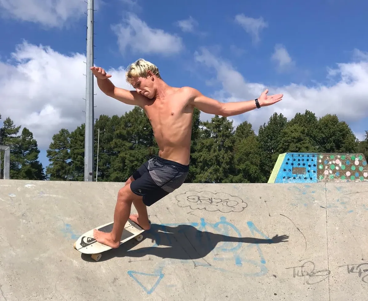 Ben ripping a topturn on a surfskate